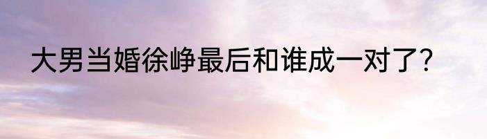 大男当婚徐峥最后和谁成一对了？