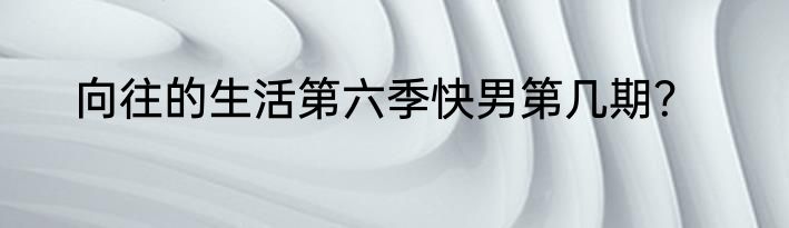 向往的生活第六季快男第几期？