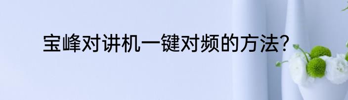 宝峰对讲机一键对频的方法？