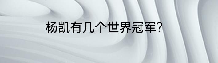 杨凯有几个世界冠军？