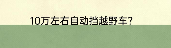 10万左右自动挡越野车？