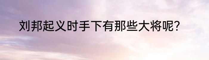 刘邦起义时手下有那些大将呢？