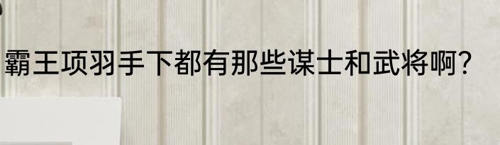 霸王项羽手下都有那些谋士和武将啊？