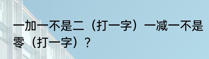一加一不是二（打一字）一减一不是零（打一字）？