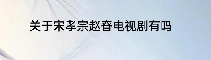 关于宋孝宗赵昚电视剧有吗