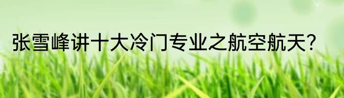 张雪峰讲十大冷门专业之航空航天？