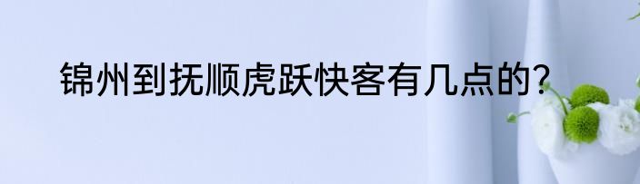锦州到抚顺虎跃快客有几点的？
