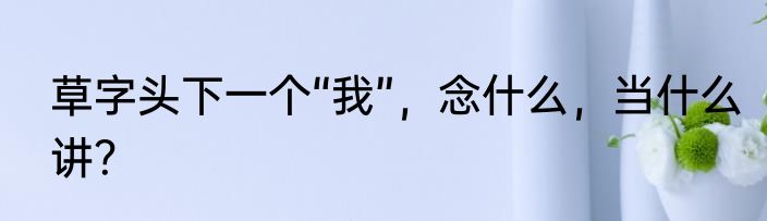 草字头下一个“我”，念什么，当什么讲？