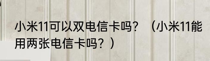 小米11可以双电信卡吗？（小米11能用两张电信卡吗？）