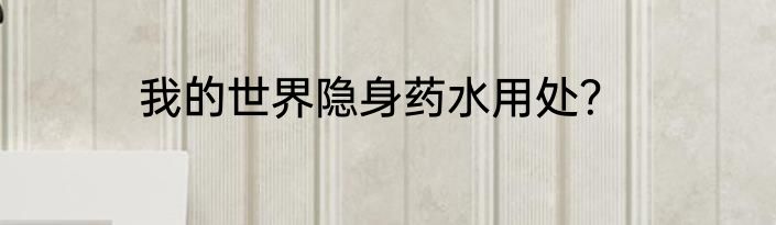 我的世界隐身药水用处？