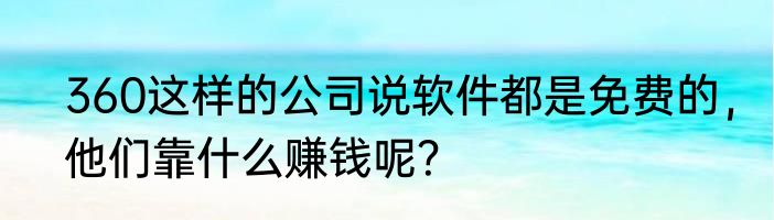 360这样的公司说软件都是免费的，他们靠什么赚钱呢？