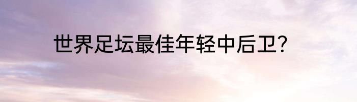 世界足坛最佳年轻中后卫？