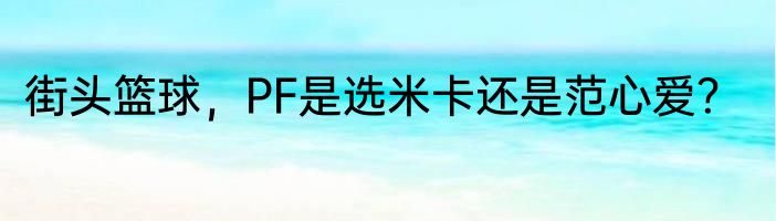 街头篮球，PF是选米卡还是范心爱？