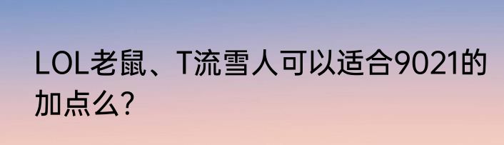 LOL老鼠、T流雪人可以适合9021的加点么？