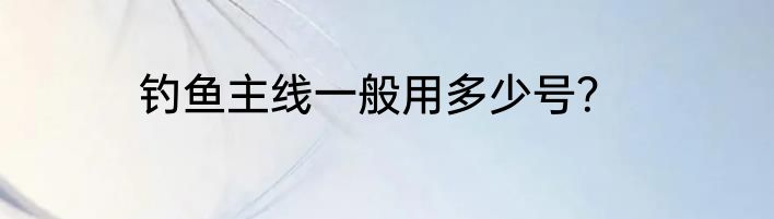 钓鱼主线一般用多少号？
