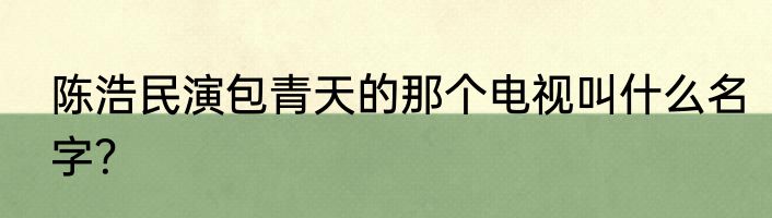陈浩民演包青天的那个电视叫什么名字？