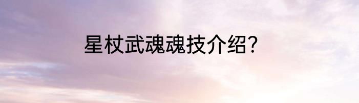 星杖武魂魂技介绍？