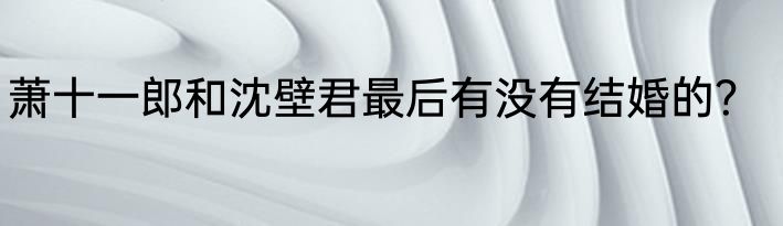萧十一郎和沈壁君最后有没有结婚的？