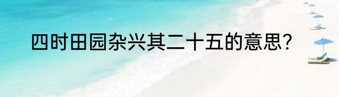 四时田园杂兴其二十五的意思？