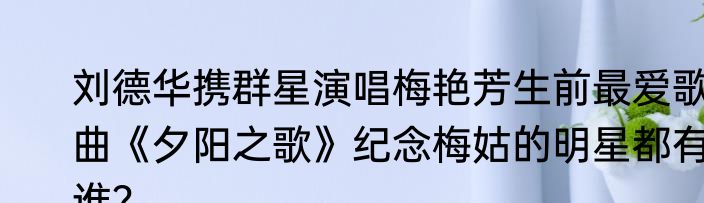 刘德华携群星演唱梅艳芳生前最爱歌曲《夕阳之歌》纪念梅姑的明星都有谁？