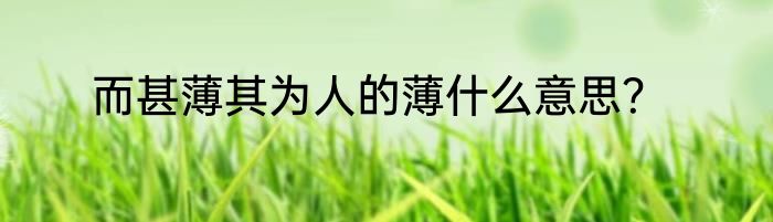 而甚薄其为人的薄什么意思？