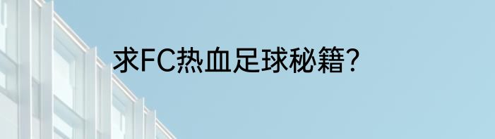 求FC热血足球秘籍？