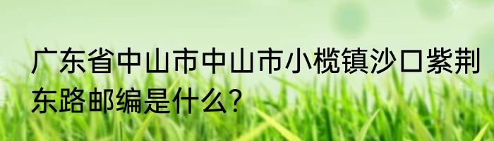 广东省中山市中山市小榄镇沙口紫荆东路邮编是什么？