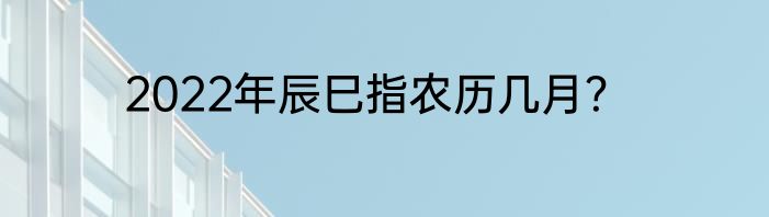 2022年辰巳指农历几月？