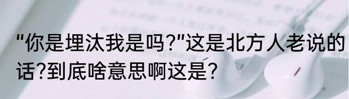“你是埋汰我是吗?”这是北方人老说的话?到底啥意思啊这是？
