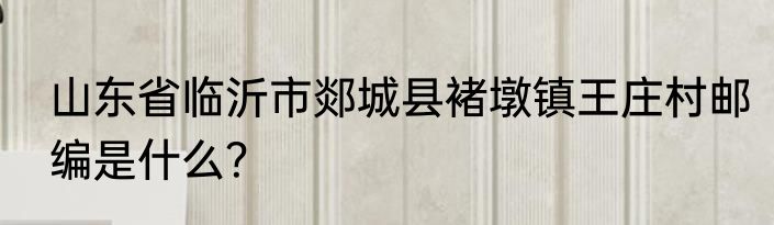 山东省临沂市郯城县褚墩镇王庄村邮编是什么？