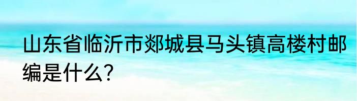 山东省临沂市郯城县马头镇高楼村邮编是什么？