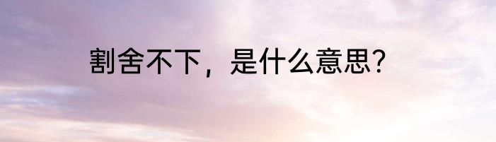 割舍不下，是什么意思？