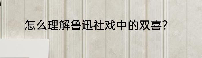 怎么理解鲁迅社戏中的双喜？