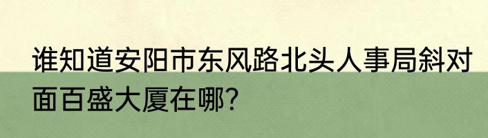 谁知道安阳市东风路北头人事局斜对面百盛大厦在哪？