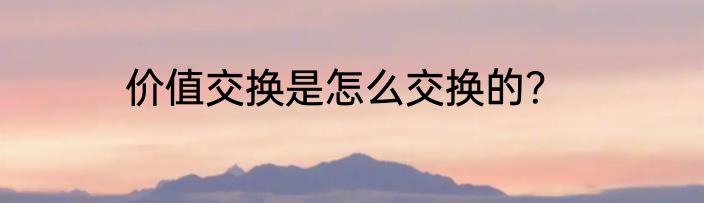 价值交换是怎么交换的？