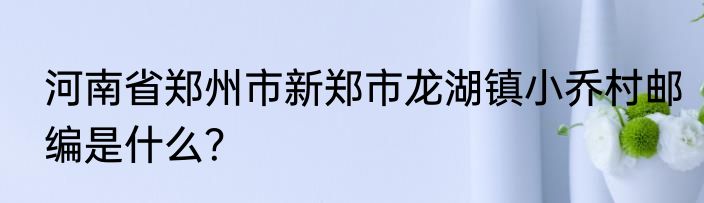 河南省郑州市新郑市龙湖镇小乔村邮编是什么？