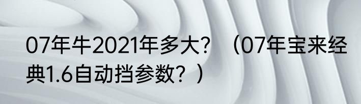 07年牛2021年多大？（07年宝来经典1.6自动挡参数？）