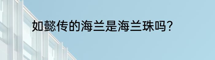 如懿传的海兰是海兰珠吗？