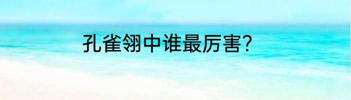 孔雀翎中谁最厉害？