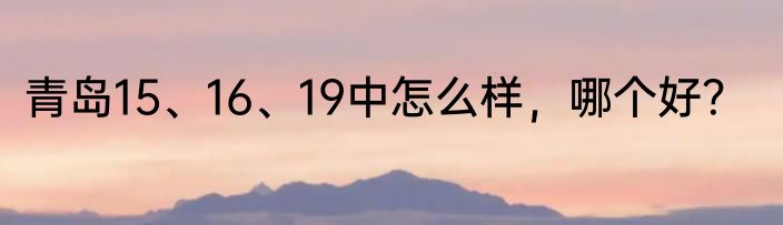 青岛15、16、19中怎么样，哪个好？