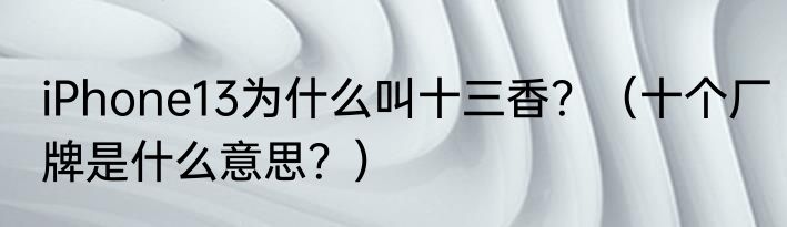 iPhone13为什么叫十三香？（十个厂牌是什么意思？）