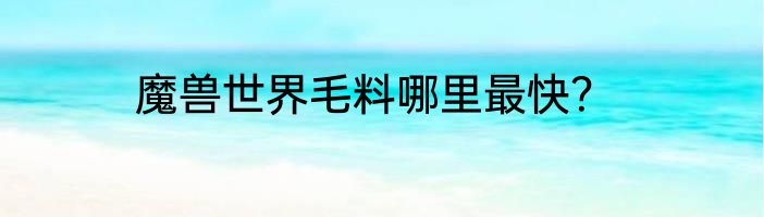 魔兽世界毛料哪里最快？