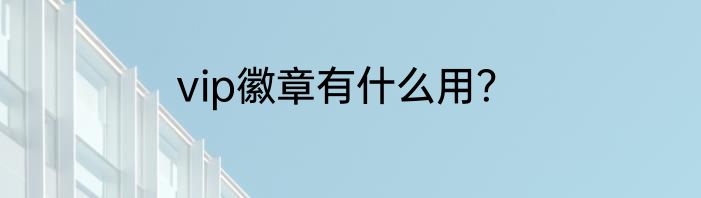 vip徽章有什么用？