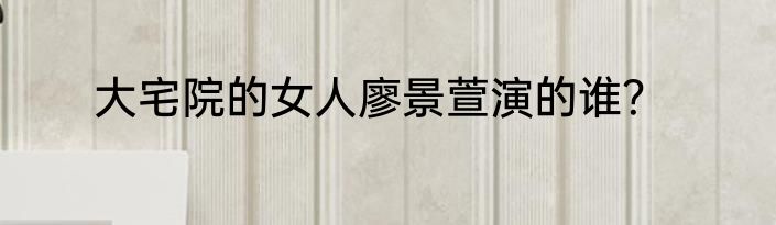 大宅院的女人廖景萱演的谁？