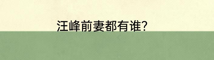 汪峰前妻都有谁？