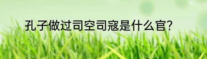 孔子做过司空司寇是什么官？