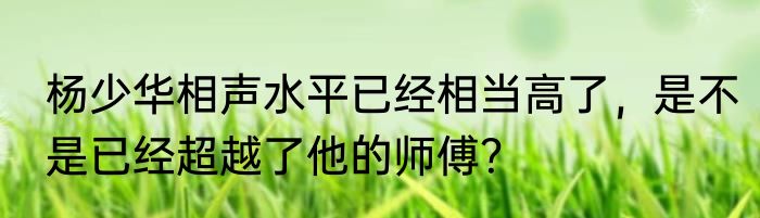 杨少华相声水平已经相当高了，是不是已经超越了他的师傅？