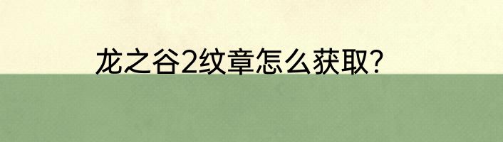 龙之谷2纹章怎么获取？