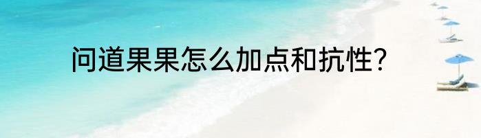 问道果果怎么加点和抗性？