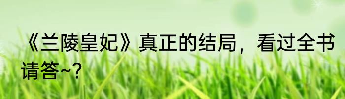 《兰陵皇妃》真正的结局，看过全书请答~？